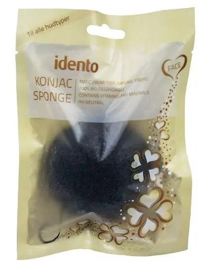 Idento Konjac Svamp - Halfball - Bamboo Charcoal (Sort) Solange Der Vorrat Reicht