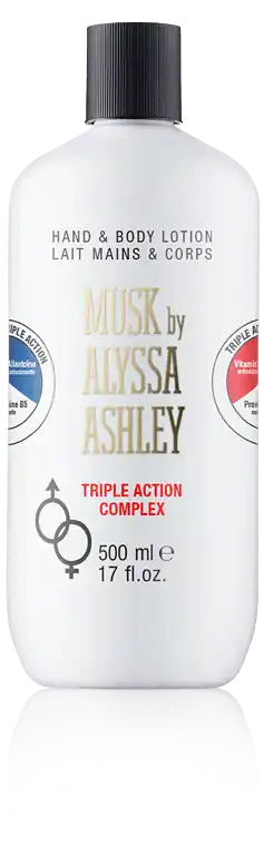Alyssa Ashley Musk Hand & Body Lotion Triple Action Complex (500 ml) Neu Im Sortiment