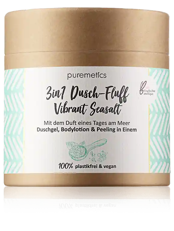 puremetics 3in1 Dusch-Fluff Vibrant Seasalt - Duschgel, Bodylotion & Peeling in Einem (250 g) Gratis Versand