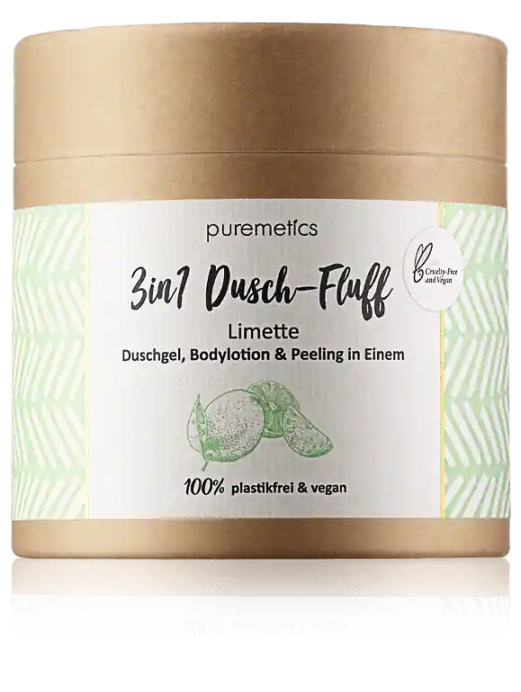 puremetics 3in1 Dusch-Fluff Limette - Duschgel, Bodylotion & Peeling in Einem (250 g) Saisonangebot