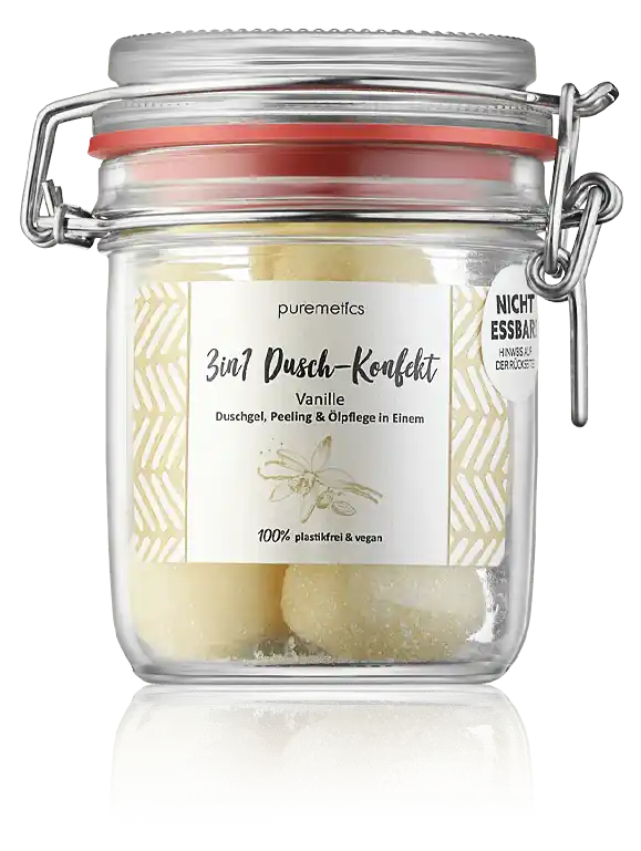 puremetics 3in1 Dusch-Konfekt Vanille - Duschgel Peeling & Ölpflege in Einem (200 g) Saisonangebot