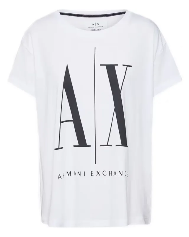 Armani Exchange Icon Period Woman T-Shirt White XXL Top-Qualität
