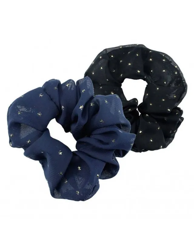 Everneed Scrunchie Set - Schwarz/Navy Mit Goldenen Sternen Limited Edition