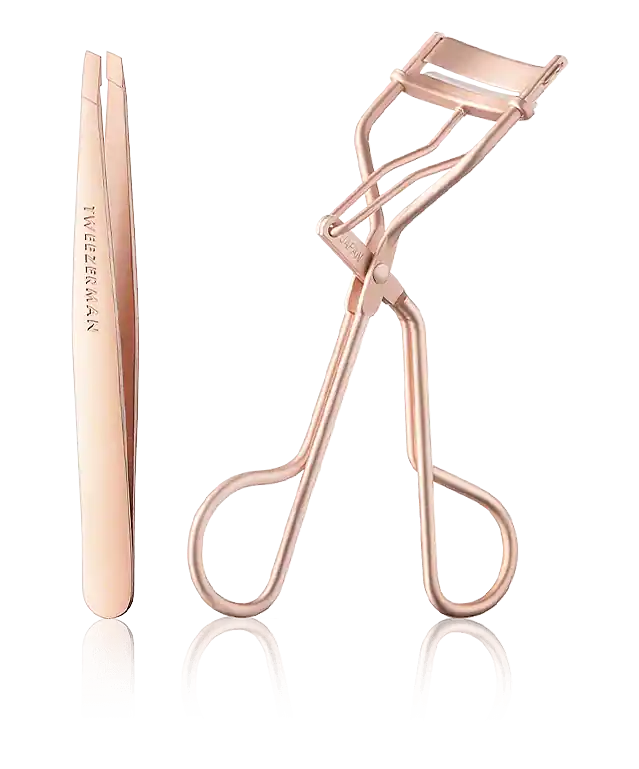 Begrenztes Angebot Tweezerman Lashes & Brows Tweezer and Lash Curler Rose Gold (2-teilig)