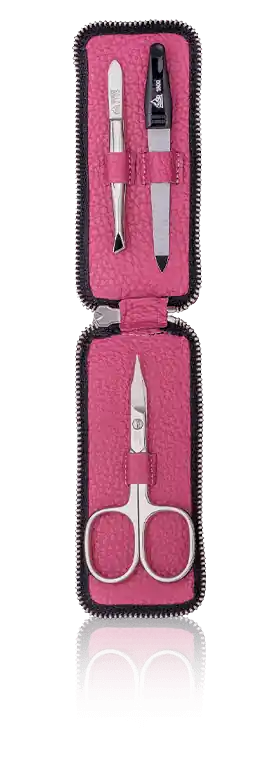 Zertifiziert Erbe Solingen Maniküre-Etui mit Reißverschluss in Pink (3-teilig)