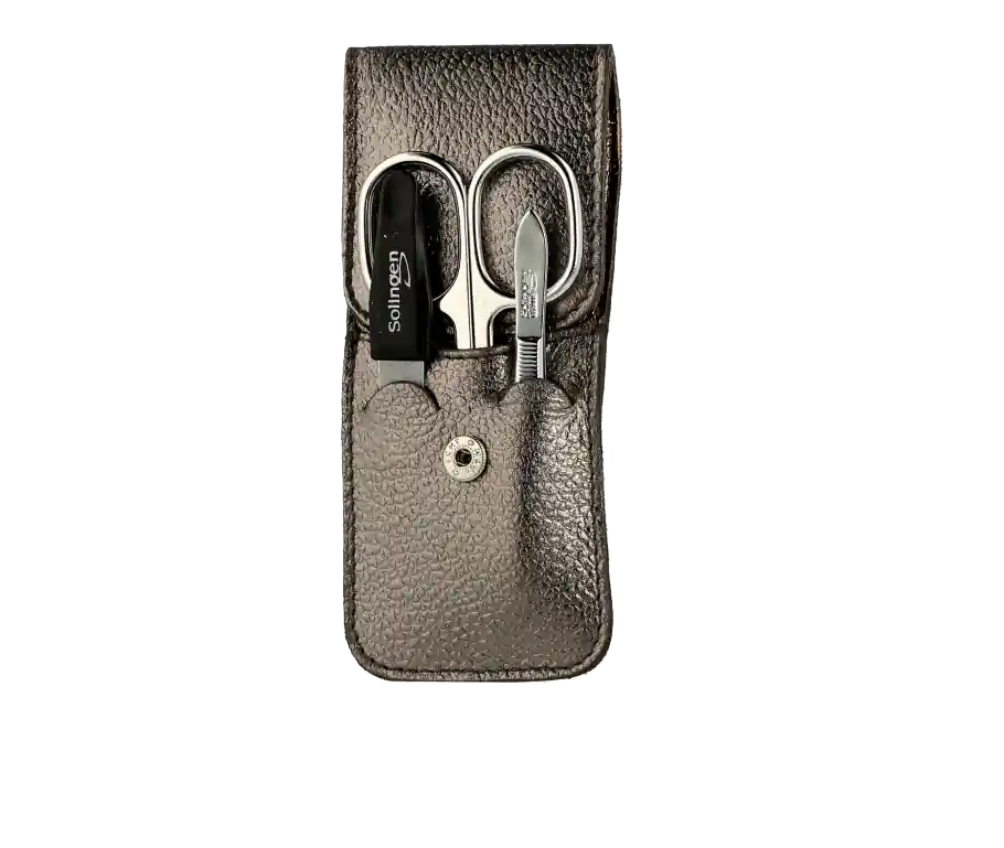 Pfeilring Manicure-Sets Taschen-Etui, Leder in Metalloptik, vernickelte Instrumente (3-teilig) Ab Werk
